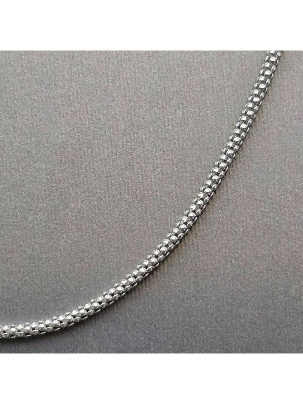 Vintage Sterling Silver Popcorn Chain Necklace 16" Italian 925 Mesh Coreana